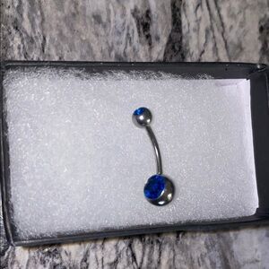 Blue Gem Belly Button Ring